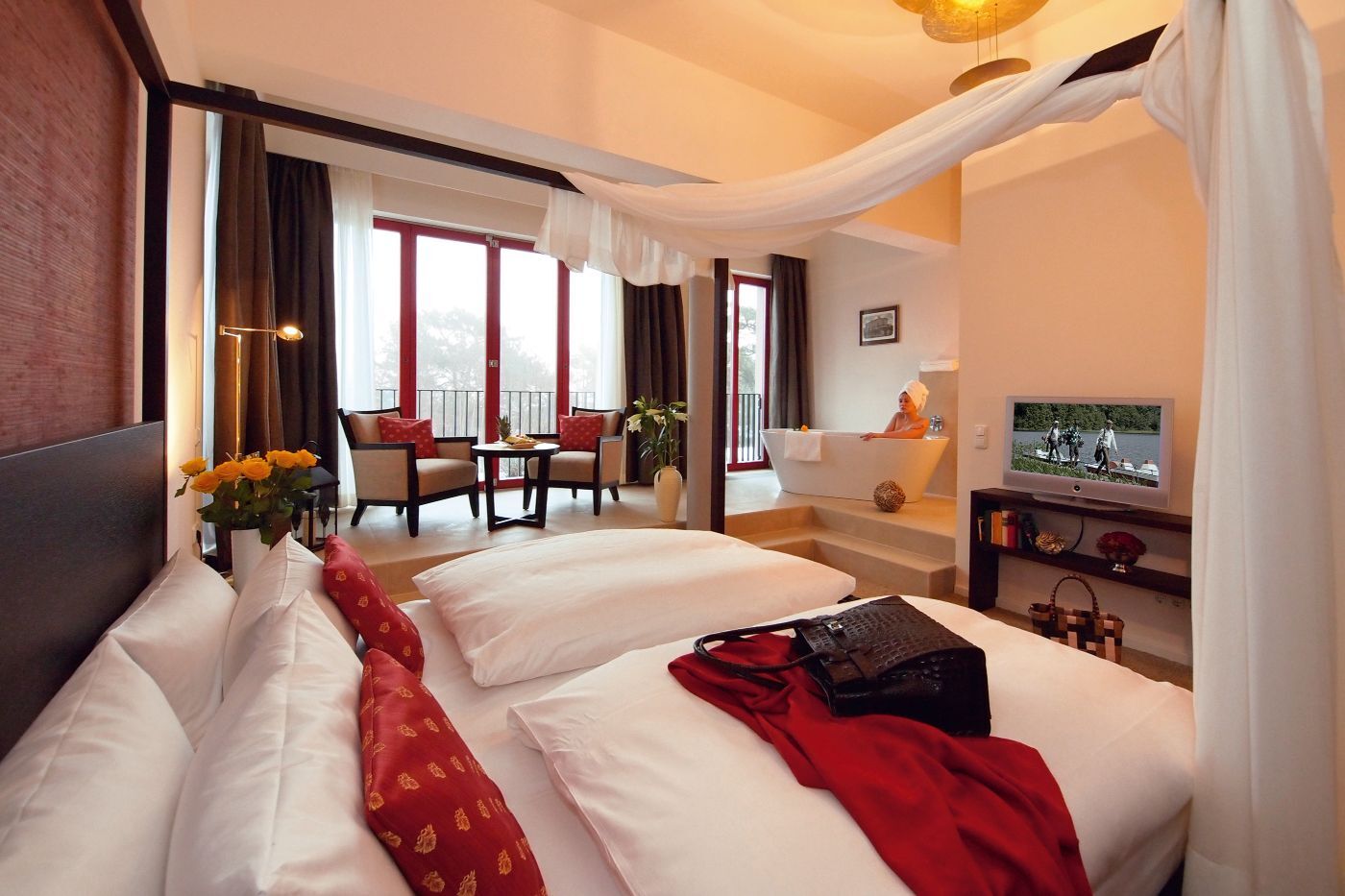 view into the room, sleeping area with canopy bed, sleeping area, room view, time out, vacation, relaxation, book here!